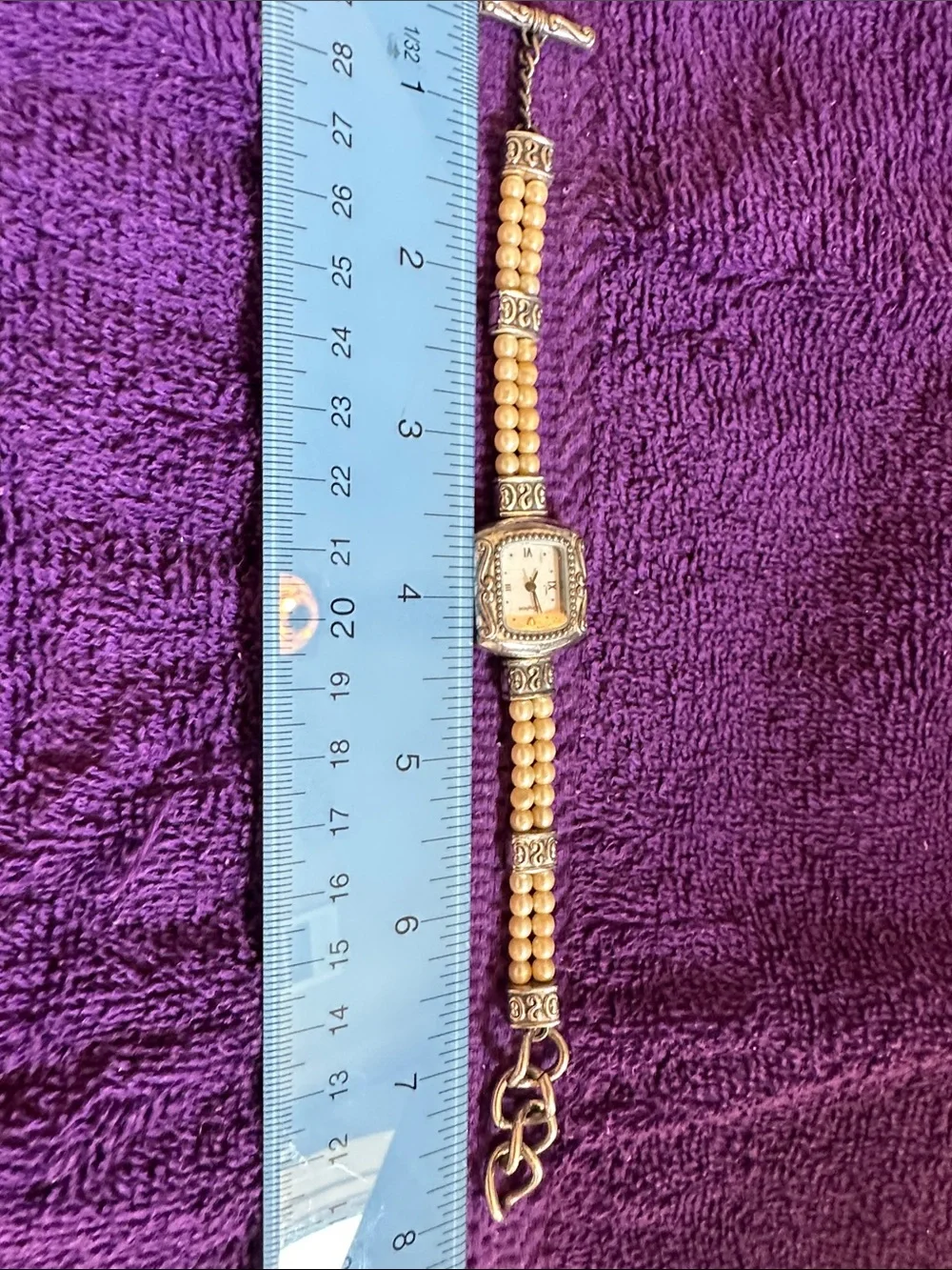 Brighton Cream Pearl Bracelet Watch with Silver Accents